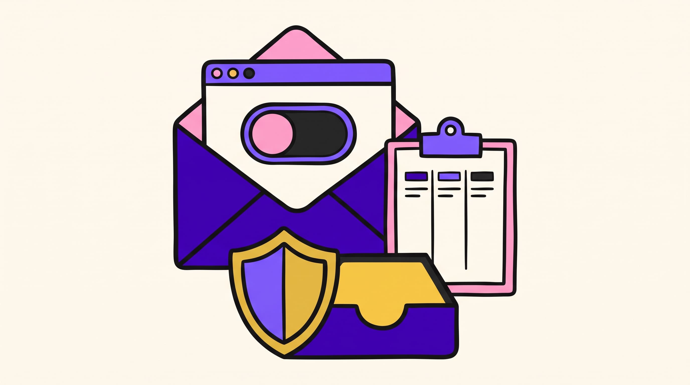 Illustration of an email opt-out toggle and compliance checklist for cold outreach